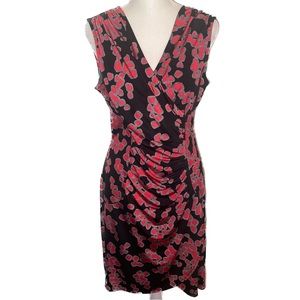 Dana Buchman Womens S Pink Black Faux Wrap Bodycon Dress
